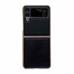 For Samsung Galaxy Z Flip4 5G Genuine Leather Xiaoya Series Nano Electroplating Phone Case(Black)