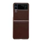 For Samsung Galaxy Z Flip4 5G Genuine Leather Xiaoya Series Nano Electroplating Phone Case(Coffee)