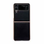 For Samsung Galaxy Z Flip3 5G Genuine Leather Xiaoya Series Nano Electroplating Phone Case(Black)