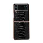 For Samsung Galaxy Z Flip4 5G Genuine Leather Weilai Series Nano Electroplating Phone Case(Black)