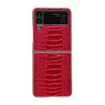 For Samsung Galaxy Z Flip4 5G Genuine Leather Weilai Series Nano Electroplating Phone Case(Red)