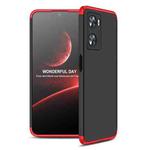 For OPPO A57 4G GKK Three Stage Splicing Full Coverage PC Phone Case(Black Red)