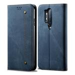 For OnePlus 8 Pro Denim Texture Casual Style Horizontal Flip Leather Case with Holder & Card Slots & Wallet(Blue)