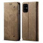 For Galaxy S20 Denim Texture Casual Style Horizontal Flip Leather Case with Holder & Card Slots & Wallet(Khaki)