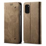 For Galaxy S20 Plus Denim Texture Casual Style Horizontal Flip Leather Case with Holder & Card Slots & Wallet(Khaki)
