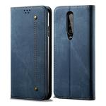 For OnePlus 8 Denim Texture Casual Style Horizontal Flip Leather Case with Holder & Card Slots & Wallet(Blue)