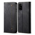 For Huawei Honor 30S Denim Texture Casual Style Horizontal Flip Leather Case with Holder & Card Slots & Wallet(Black)