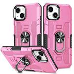 For iPhone 14 Plus Ring Holder Armor Hybrid Phone Case (Pink)
