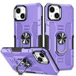 For iPhone 14 Plus Ring Holder Armor Hybrid Phone Case (Purple)