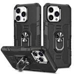 For iPhone 14 Pro Ring Holder Armor Hybrid Phone Case(Black)