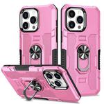 For iPhone 14 Pro Max Ring Holder Armor Hybrid Phone Case (Pink)