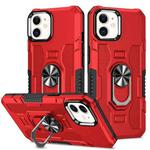 For iPhone 11 Ring Holder Armor Hybrid Phone Case (Red)
