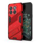 For OnePlus 10T 5G Punk Armor PC + TPU Phone Case with Holder(Red)