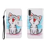For OPPO A11 Colored Drawing Horizontal Flip Leather Case with Holder & Card Slot & Wallet(Red Mouth Cat)