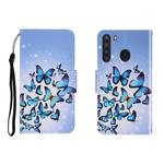 For Galaxy A21 Colored Drawing Horizontal Flip Leather Case with Holder & Card Slot & Wallet(Many Butterflies)