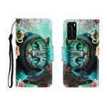 For Huawei P40 Colored Drawing Horizontal Flip Leather Case with Holder & Card Slot & Wallet(Green Eyes)