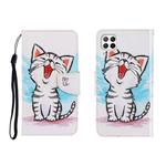 For Huawei P40 Lite Colored Drawing Horizontal Flip Leather Case with Holder & Card Slot & Wallet(Red Mouth Cat)