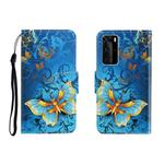 For Huawei P40 Pro Colored Drawing Horizontal Flip Leather Case with Holder & Card Slot & Wallet(Jade Butterfly)
