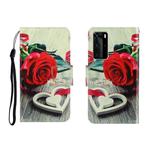 For Huawei P40 Pro Colored Drawing Horizontal Flip Leather Case with Holder & Card Slot & Wallet(Red rose)