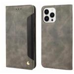 For iPhone 14 Pro Skin Feel Splicing Leather Phone Case(Grey)