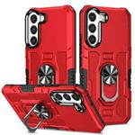 For Samsung Galaxy S22 5G Ring Holder Armor Hybrid Phone Case(Red)