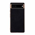 For Google Pixel 6 Genuine Leather Luolai Series Nano Electroplating Phone Case(Black)