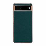 For Google Pixel 7 Pro Genuine Leather Luolai Series Nano Electroplating Phone Case(Dark Green)