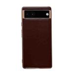 For Google Pixel 6 Genuine Leather Xiaoya Series Nano Electroplating Phone Case(Coffee)