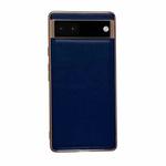 For Google Pixel 6 Genuine Leather Xiaoya Series Nano Electroplating Phone Case(Blue)