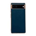 For Google Pixel 6 Genuine Leather Xiaoya Series Nano Electroplating Phone Case(Dark Green)