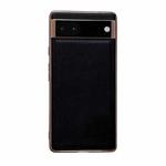 For Google Pixel 6 Pro Genuine Leather Xiaoya Series Nano Electroplating Phone Case(Black)