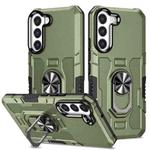 For Samsung Galaxy S21 FE 5G Ring Holder Armor Hybrid Phone Case(Green)