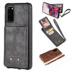 For Galaxy S20 Vertical Flip Shockproof Leather Protective Case with Short Rope, Support Card Slots & Bracket & Photo Holder & Wallet Function(Gray)