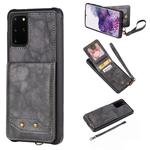 For Galaxy S20+ Vertical Flip Shockproof Leather Protective Case with Short Rope, Support Card Slots & Bracket & Photo Holder & Wallet Function(Gray)