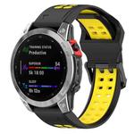 For Garmin Fenix 7S / 6S / 5S Two-color Silicone Watch Band(Black Yellow)