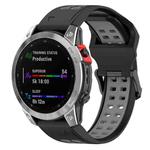 For Garmin Fenix 7S / 6S / 5S Two-color Silicone Watch Band(Black Grey)