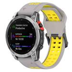 For Garmin Fenix 7S / 6S / 5S Two-color Silicone Watch Band(Grey Yellow)