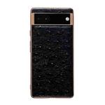 For Google Pixel 6 Genuine Leather Ostrich Texture Nano Electroplating Phone Case(Black)