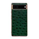 For Google Pixel 6 Genuine Leather Ostrich Texture Nano Electroplating Phone Case(Green)