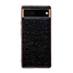 For Google Pixel 7 Genuine Leather Ostrich Texture Nano Electroplating Phone Case(Black)