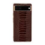 For Google Pixel 6 Genuine Leather Weilai Series Nano Electroplating Phone Case(Coffee)