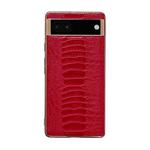 For Google Pixel 6 Pro Genuine Leather Weilai Series Nano Electroplating Phone Case(Red)