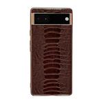 For Google Pixel 6 Pro Genuine Leather Weilai Series Nano Electroplating Phone Case(Coffee)
