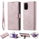 For Galaxy S20 Plus 2 in 1 Solid Color Detachable PU Leather Case with Card Slots & Magnetic Holder & Photo Frame & Wallet & Strap(Rose Gold)