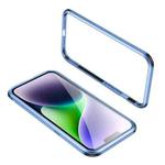For iPhone 14 Four Corners Shockproof Metal Frame Phone Case (Blue)