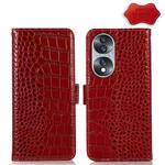 For Honor 70 Crocodile Top Layer Cowhide Leather Phone Case(Red)