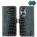 For Honor 70 Crocodile Top Layer Cowhide Leather Phone Case(Green)