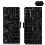For Motorola Edge 30 Lite / Edge 30 Neo Crocodile Top Layer Cowhide Leather Phone Case(Black)