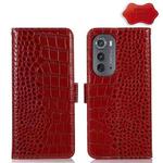 For Motorola Edge 2022 Crocodile Top Layer Cowhide Leather Phone Case(Red)