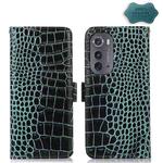 For Motorola Edge 2022 Crocodile Top Layer Cowhide Leather Phone Case(Green)